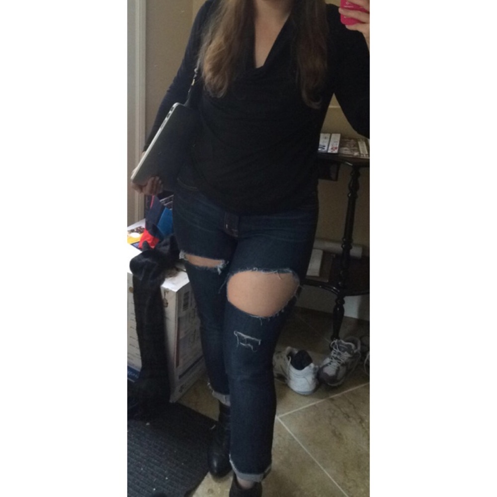 JBRAND custom distressed mid-rise straight leg